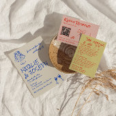 Hand Drawn Blue Cake Bows Funky Unique Wedding Kaart