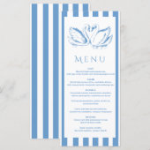 hand drawn Blue Couple Swan Whimsical Wedding Menu (Voorkant / Achterkant)