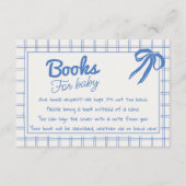Hand Drawn Blue Gingham Bow Boy Book Request Informatiekaartje (Voorkant)
