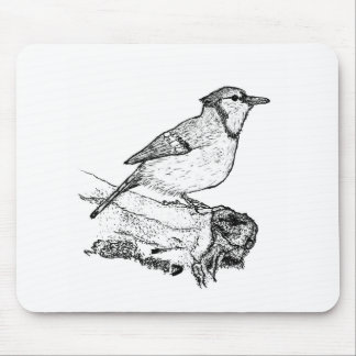 Hand-Drawn Blue Jay Stipple Art Mousepad Muismat