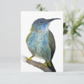 Hand-drawn blue tinted hummingbird notecard. bedankkaart (Staand voorkant)