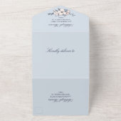 Hand Drawn Blush & Navy Flowers Wedding All In One Uitnodiging (Buitenkant)