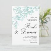 Hand Drawn Botanical Leaves Wedding Invitation Kaart (Staand voorkant)