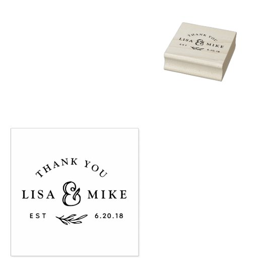 Hand Drawn Botanical Wedding Favor Dank je Rubberstempel (Gestempeld)