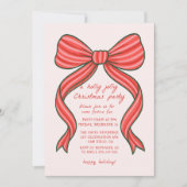 Hand Drawn Bow Christmas Party Invitation  (Devant)