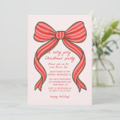Hand Drawn Bow Christmas Party Invitation  (Debout devant)