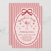 Hand Drawn Bow Galentine's Day Invitation (Devant / Derrière)