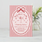 Hand Drawn Bow Galentine's Day Invitation Kaart (Staand voorkant)