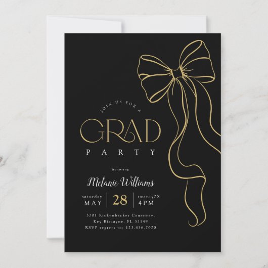 Hand Drawn Bow Graduation Invitation (Devant)