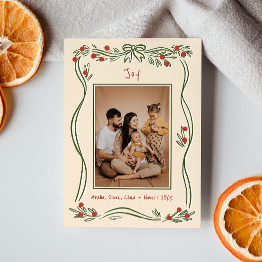 Hand-Drawn Bow Lijst Foto Kerst Feestdagenkaart