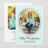 Hand Drawn Bow Photo Graduation Party Invitation (Devant / Derrière)