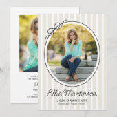 Hand Drawn Bow Photo Graduation Party Invitation (Devant / Derrière)