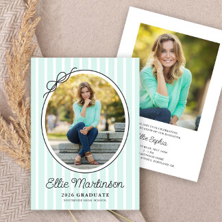 Hand Drawn Bow Photo Graduation Party Invitation Kaart