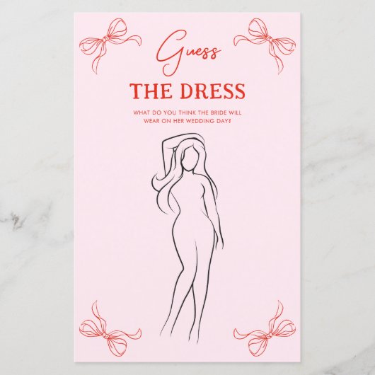 Hand Drawn Bow Red & Pink Guess the Dress Game (Voorkant)