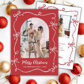 Hand Drawn Bows Arch 2 Photo Merry Christmas Red Feestdagenkaart