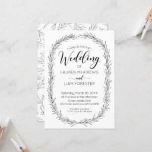 Hand Drawn Branch Lijst Wedding Invitation Kaart