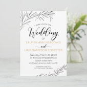 Hand Drawn Branches Wedding Invitation Kaart (Staand voorkant)