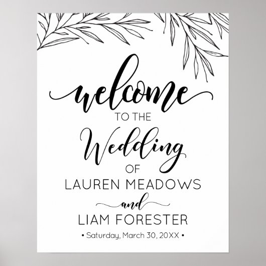 Hand Drawn Branches Wedding Welkome Poster (Voorkant)