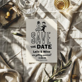 Hand drawn Bride and Groom Wedding Save The Date