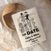 Hand drawn Bride and Groom Wedding Save The Date