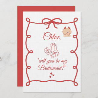 Hand Drawn Bridesmaid bridal Proposal Cards Kaart