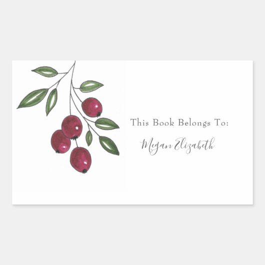 Hand Drawn Burgundy Red Berries Rechthoekige Sticker (Voorkant)