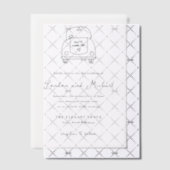 Hand Drawn Car Doodle Modern Wedding Vellum Uitnodigingen (Offset (Uitnodiging))