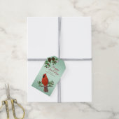 Hand-Drawn Cardinals & Greenery | Christmas Cadeaulabel (Met Touw)