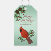 Hand-Drawn Cardinals & Greenery | Christmas Cadeaulabel (Achterkant)