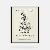 Hand Drawn Champagne Tower Retro Welcome wedding (Recto)