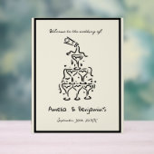 Hand Drawn Champagne Tower Retro Welcome wedding Acryl Bord (Neutraal)
