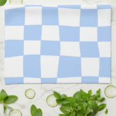 Hand Drawn Checkerboard Pattern (sky blue/white) Theedoek (Gevouwen)