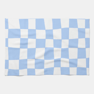 Hand Drawn Checkerboard Pattern (sky blue/white) Theedoek