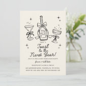 Hand Drawn Cheers New Years Eve Party In Kaart (Staand voorkant)