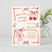 hand-drawn cherry martini birthday invitation (Debout devant)