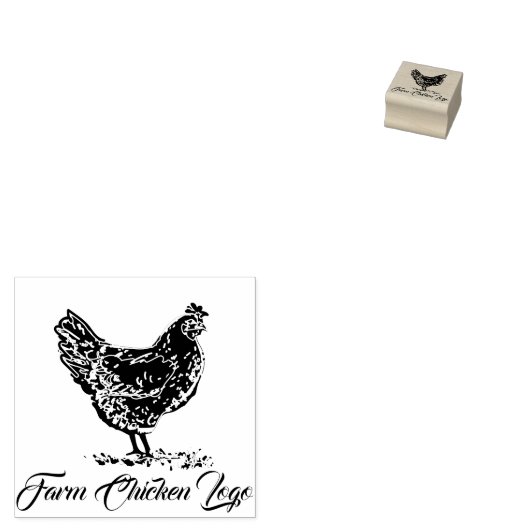 Hand Drawn Chicken Sketch Rubberstempel (Gestempeld)