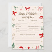 Hand Drawn Christmas Baby Shower Predictions Game Kaart (Voorkant)