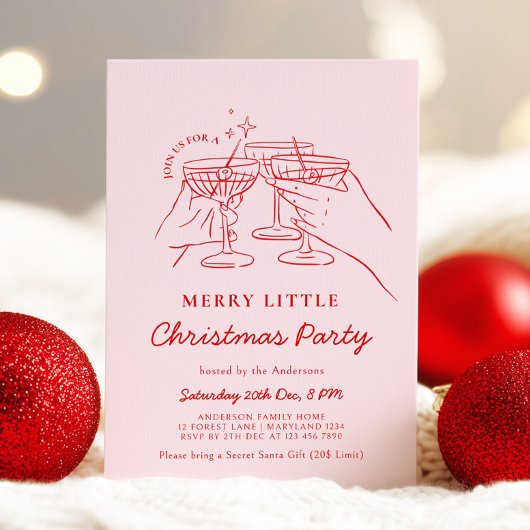 Hand Drawn Christmas Cocktail Party Invitation