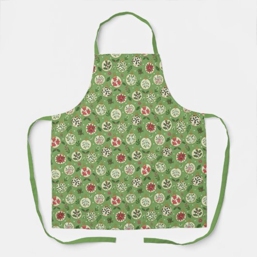 Hand Drawn Christmas Ornament Pattern Apron Schort (Voorkant)