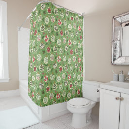 Hand Drawn Christmas Ornaments Shower Curtain Douchegordijn