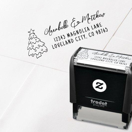 Hand Drawn Christmas Return Address Zelfinktende Stempel