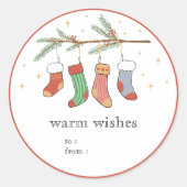 Hand Drawn Christmas Stockings Gift Label Sticker  (Devant)