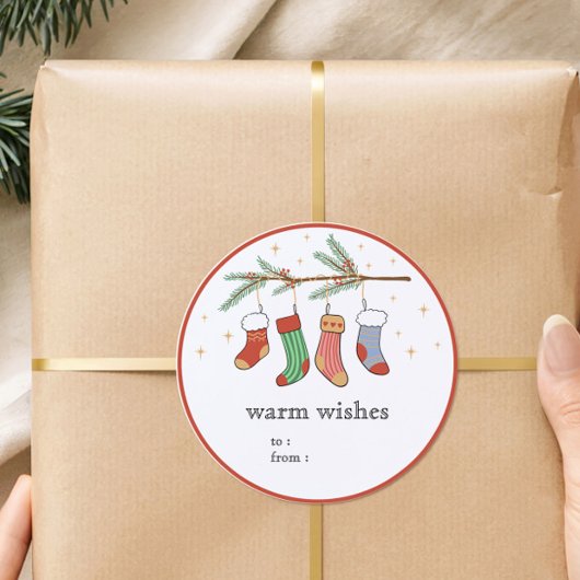 Hand Drawn Christmas Stockings Gift Label Sticker 