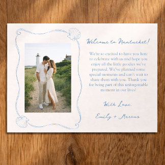 Hand Drawn Coastal Shell Wedding Welcome Bag Card Bedankkaart