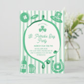 Hand Drawn Coquette Frame Stripes St Patrick's Day Kaart (Staand voorkant)