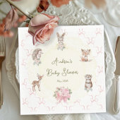 Hand Drawn Coquette Ribbon Woodland Baby Shower Servet