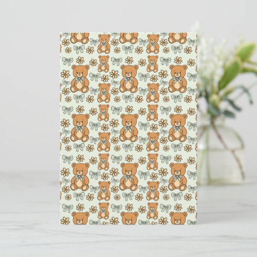 Hand-Drawn Coquette Teddy Bears Seamless Pattern Kaart (Staand voorkant)