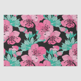 Hand Drawn Decorative Cherry Blossom Pattern Tissuepapier
