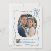 Hand-Drawn Doodle Lijst Bow Winter Blue QR Wedding Kaart (Achterkant)