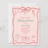 Hand Drawn Doodle Scribble Christmas Dinner  Kaart (Voorkant)